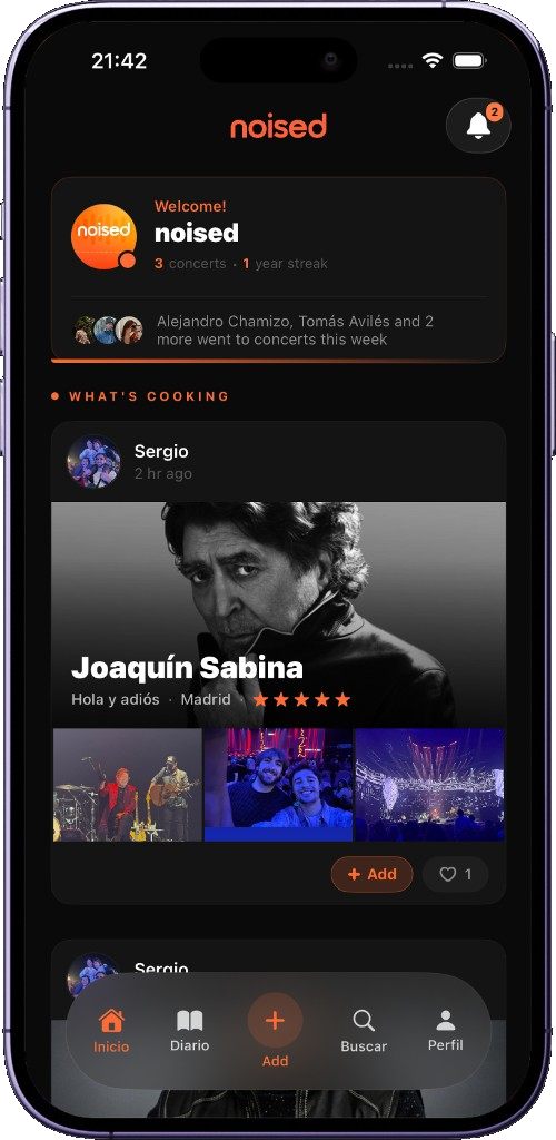 Vista de la app noised